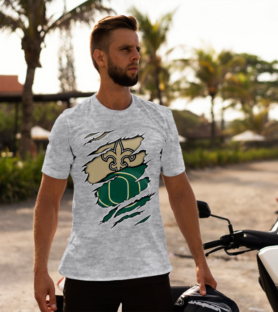 New Orleans Saints Oregon Ducks Logo Mashup T-Shirt