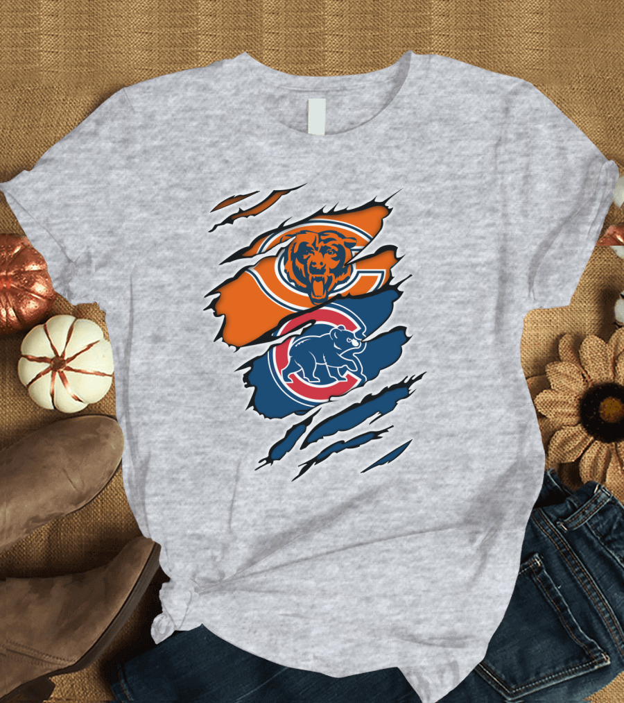 Chicago Bears Cubs Claw Marks Sports T-Shirt