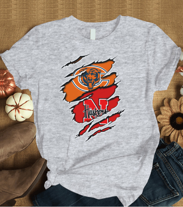 T-Shirt: Chicago Bears Nebraska Huskers Claw Marks T-Shirt Chicago Bears Nebraska Huskers Claw Marks T-Shirt