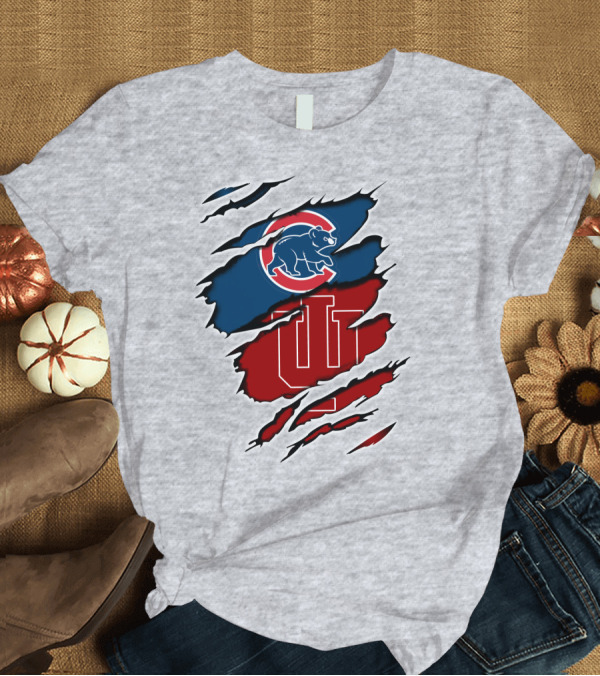 T-Shirt: Cubs Indiana Hoosiers Scratch Logo Combo T-Shirt Cubs Indiana Hoosiers Scratch Logo Combo T-Shirt