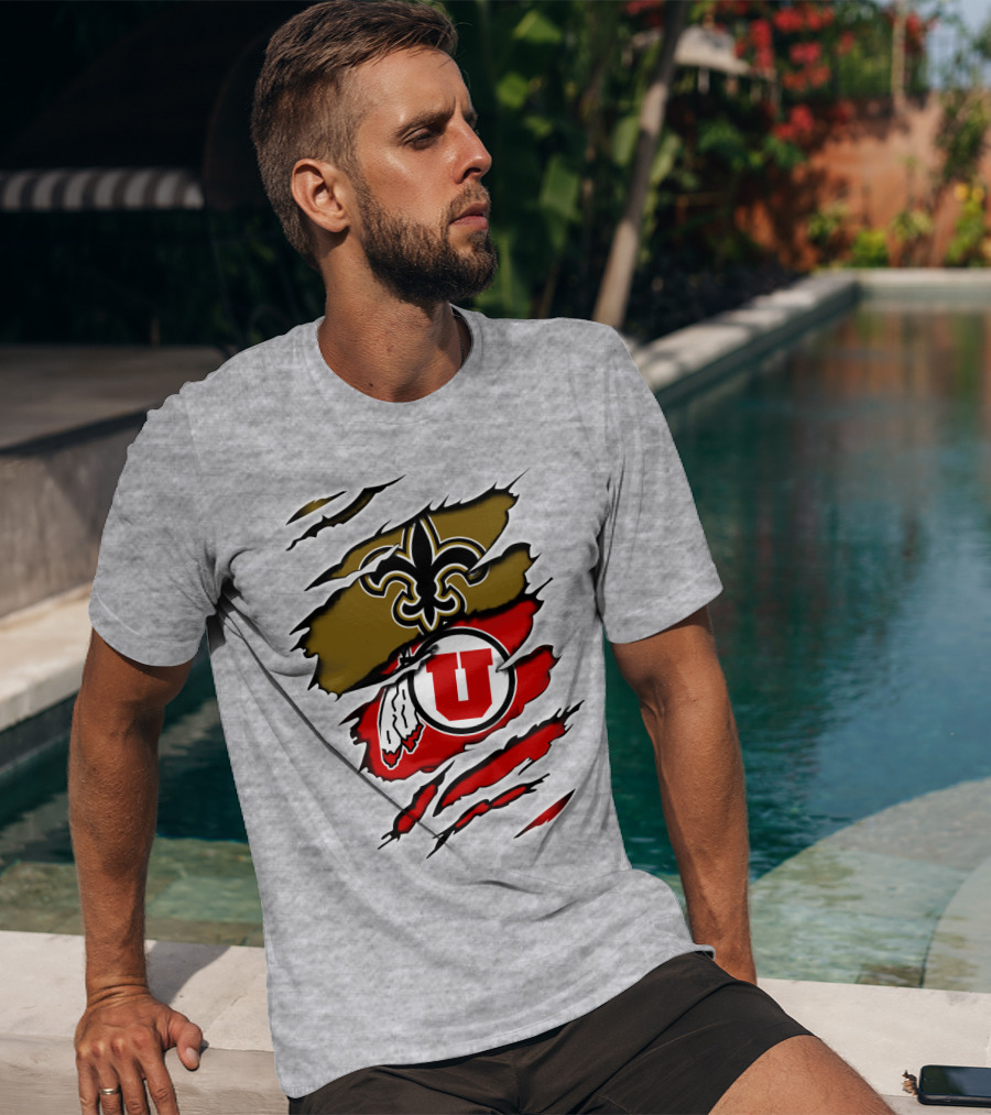 New Orleans Saints Utah Utes Torn Claw T-Shirt