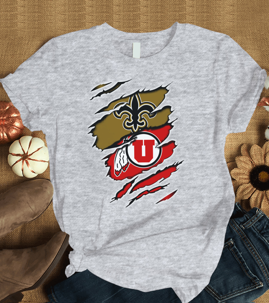 New Orleans Saints Utah Utes Torn Claw T-Shirt
