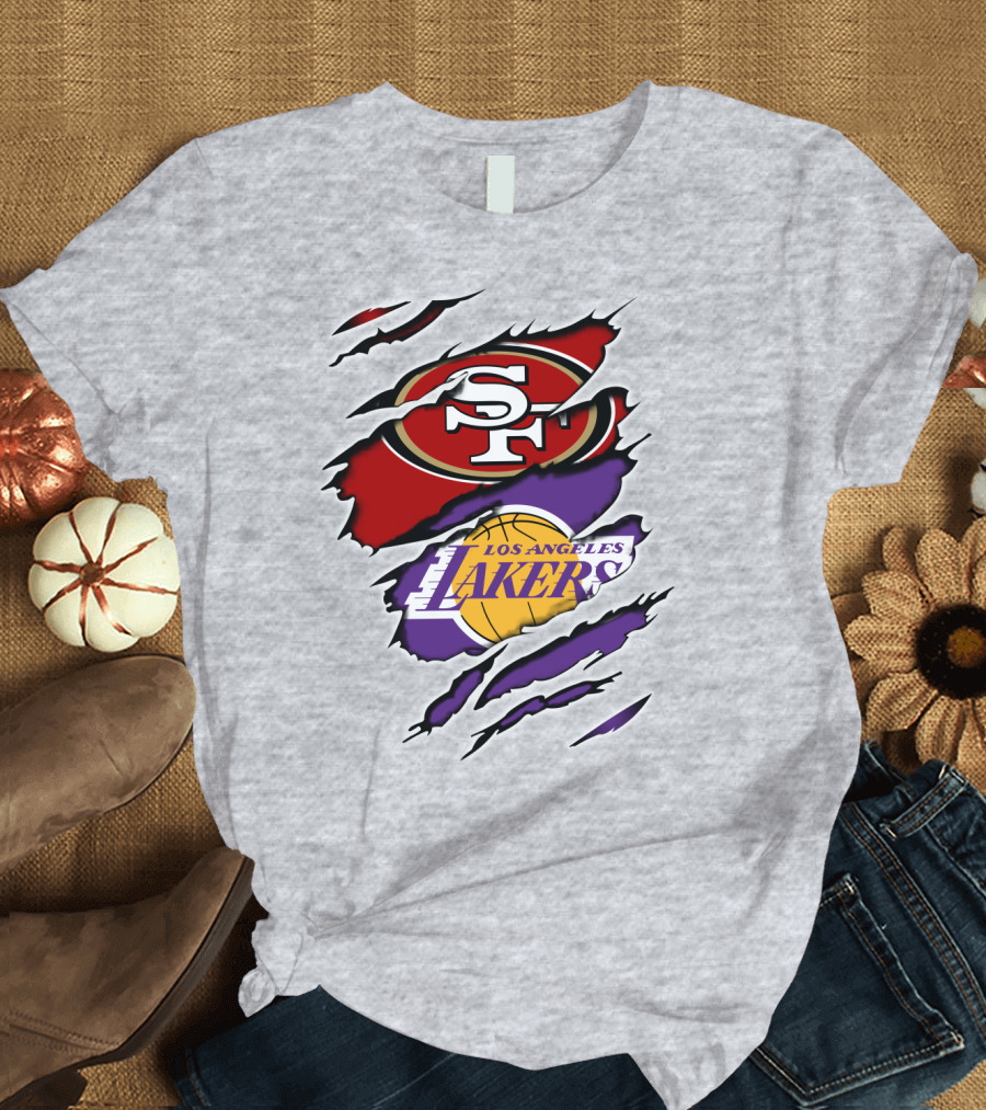 49ERS SF Los Angeles Lakers Logo Mashup T-Shirt