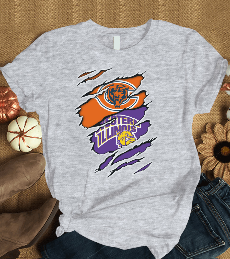 Chicago Bears Western Illinois Leathernecks Claw Marks T-Shirt