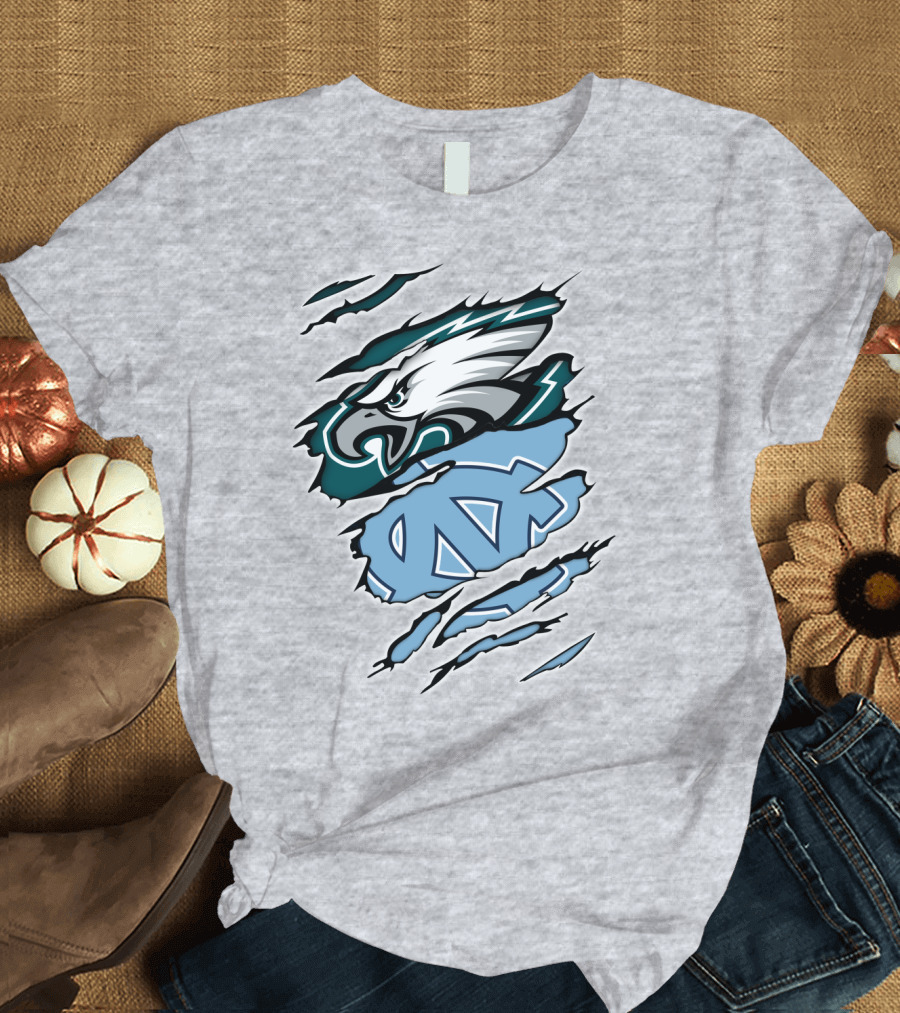 Philadelphia Eagles North Carolina Tar Heels Logo Fusion T-Shirt
