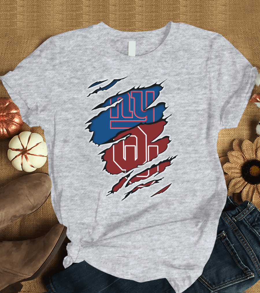 New York Giants OU Oklahoma Football Fusion T-Shirt