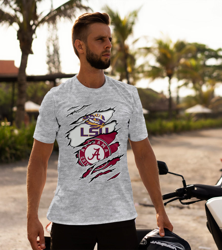 LSU Tigers Alabama Crimson Tide Rivalry Claw Marks T-Shirt