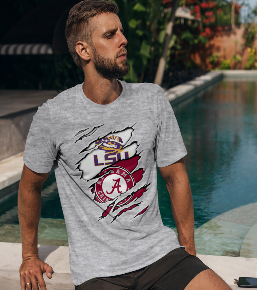 LSU Tigers Alabama Crimson Tide Rivalry Claw Marks T-Shirt