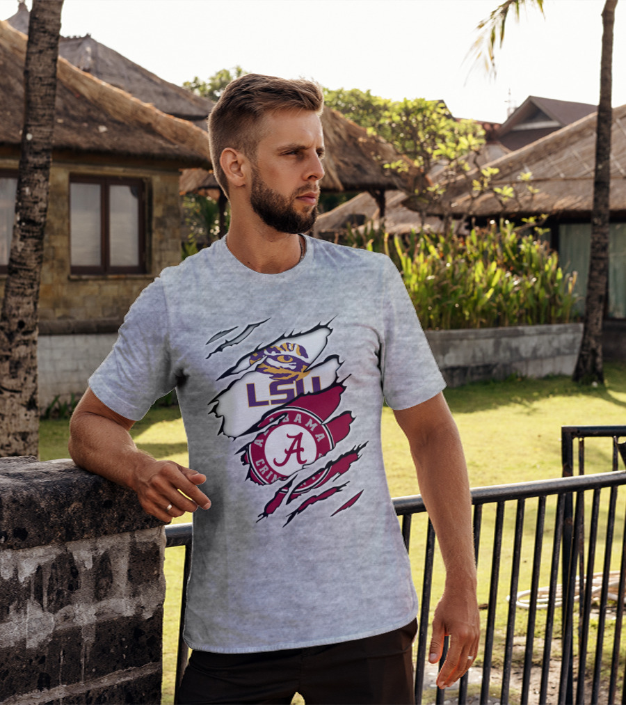 LSU Tigers Alabama Crimson Tide Rivalry Claw Marks T-Shirt