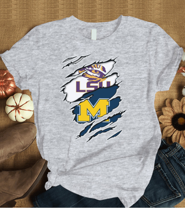 T-Shirt: LSU Tigers Michigan Wolverines Claw Logo Mashup T-Shirt LSU Tigers Michigan Wolverines Claw Logo Mashup T-Shirt
