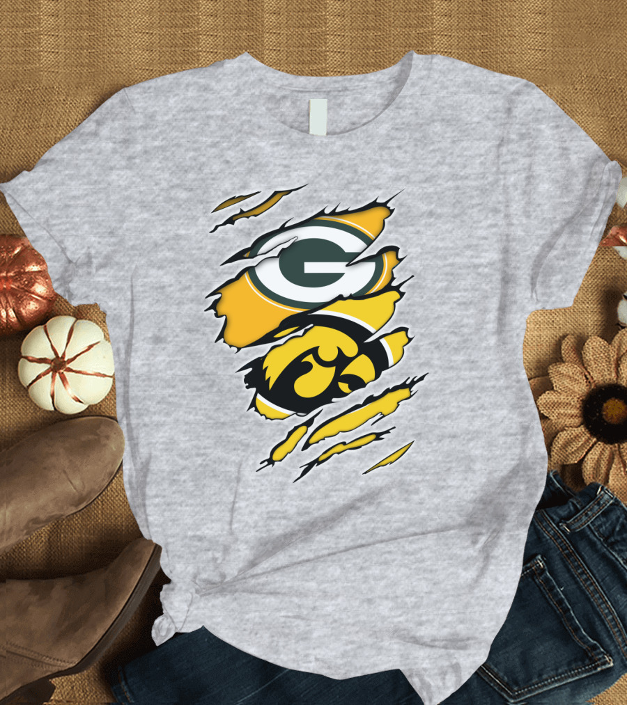Packers Hawkeyes Logo Crossover Claw Marks T-Shirt