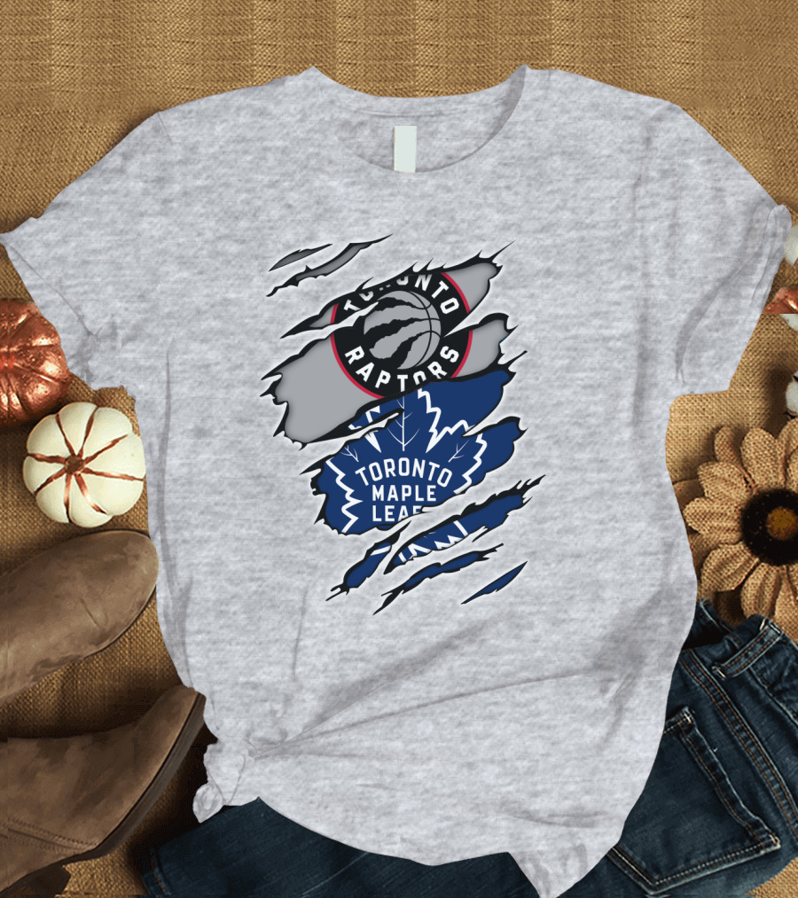 Toronto Raptors Maple Leafs Logo Mashup T-Shirt
