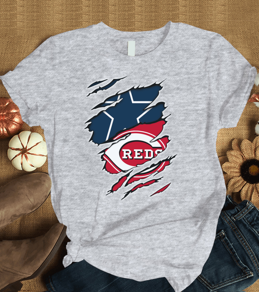 Cowboys Star Reds Logo Ripped T-Shirt