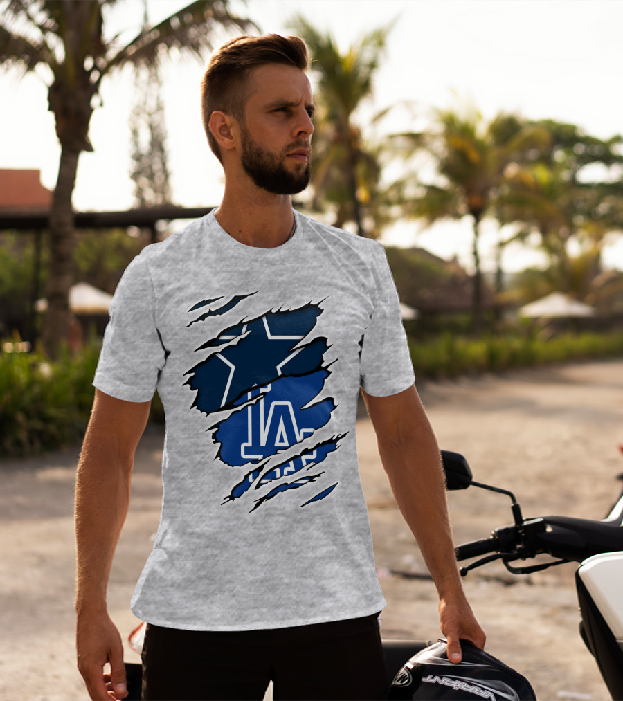 Cowboys Dodgers Cowboys LA Iconic Star And Letters T-Shirt