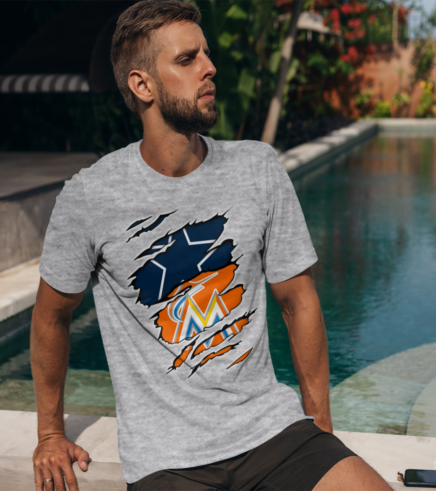 Cowboys Marlins Logo Tear T-Shirt