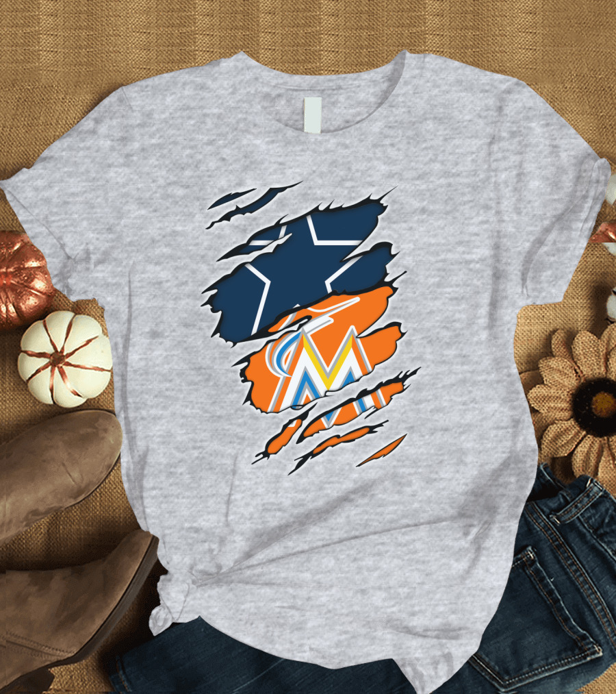 Cowboys Marlins Logo Tear T-Shirt