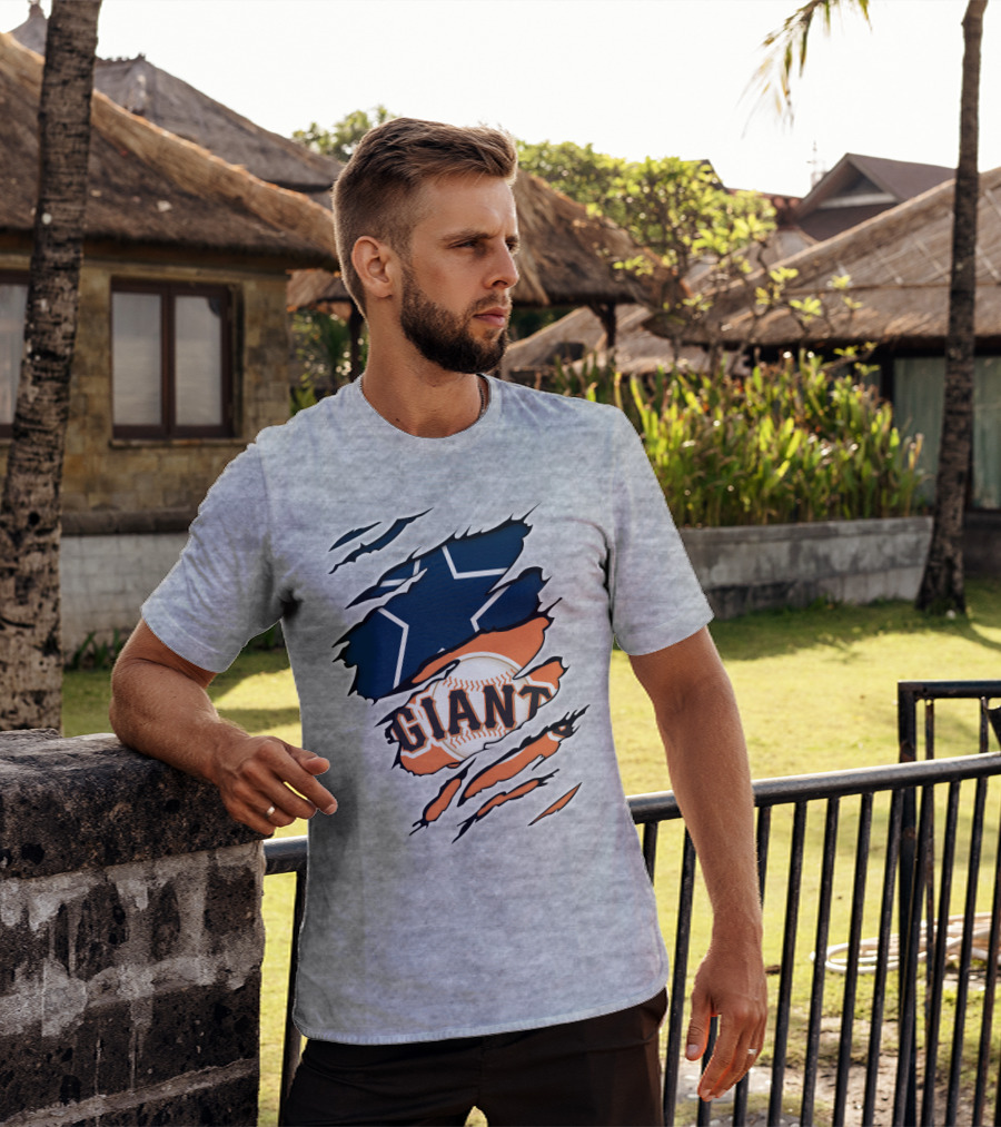 Cowboys Star And Giants Baseball Mashup T-Shirt