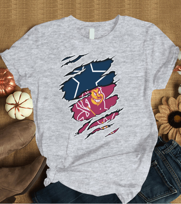 T-Shirt: Cowboys ASU Cowboys Logo Mashup with Blue Star and Sun Devil T-Shirt Cowboys ASU Cowboys Logo Mashup with Blue Star and Sun Devil T-Shirt