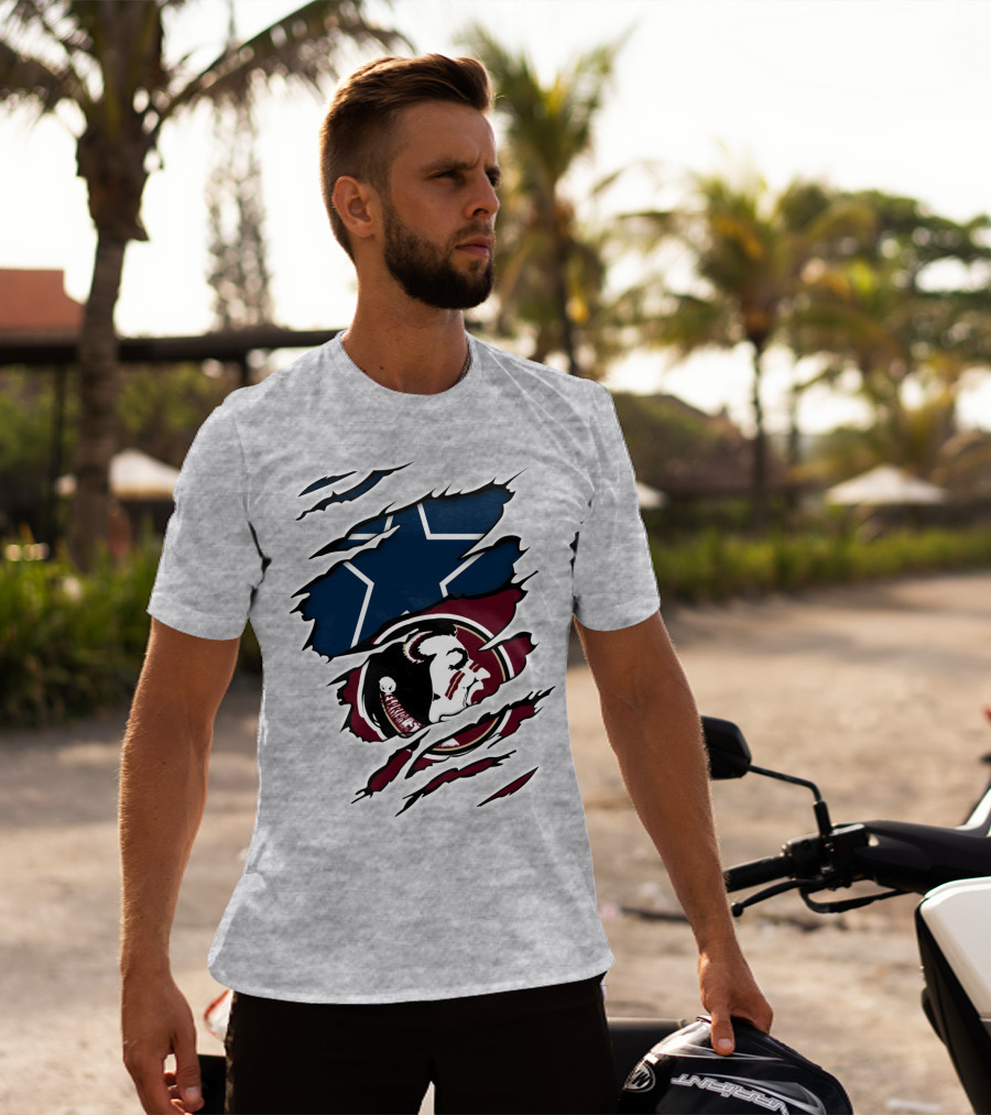Cowboys Seminoles Star Logo Football Fan Merge T-Shirt