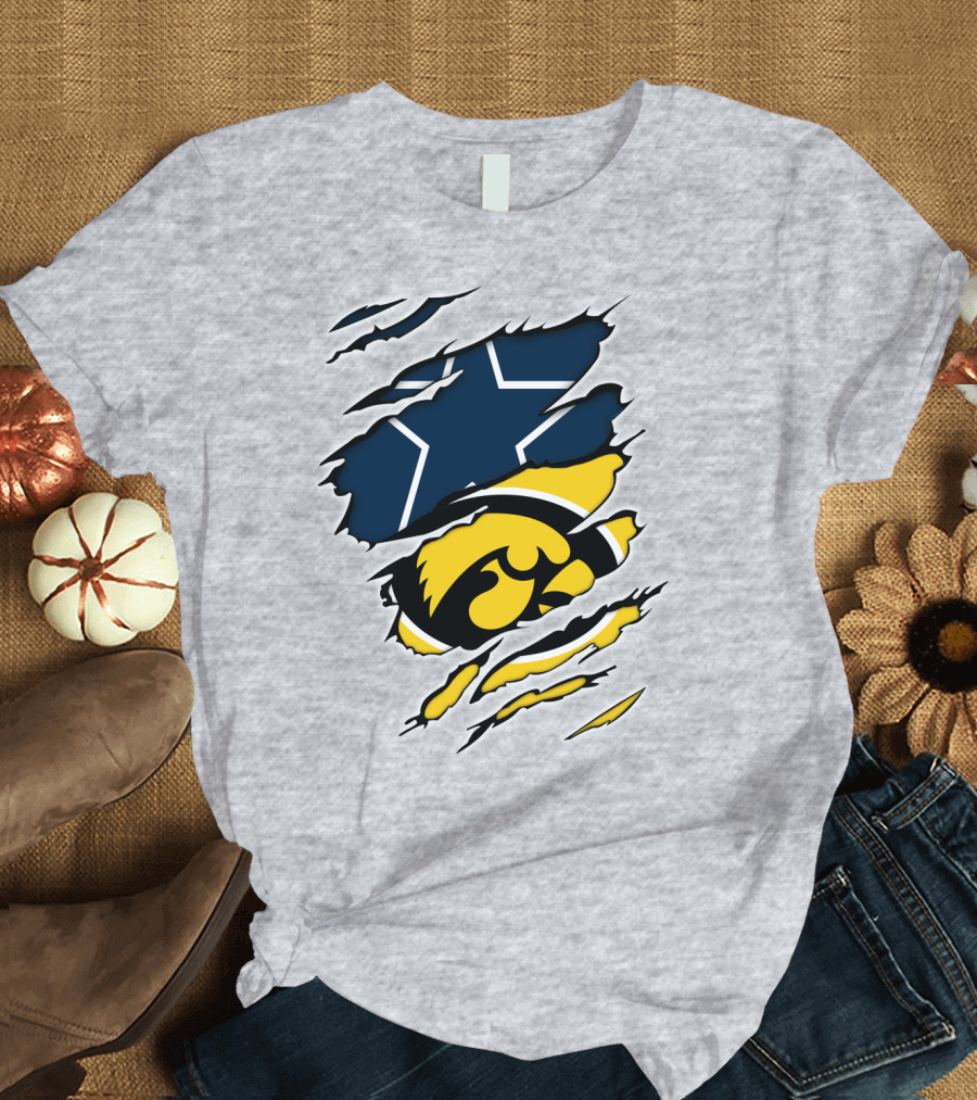 Cowboys Hawkeyes Cowboys Star and Tigerhawk Tear Combo T-Shirt