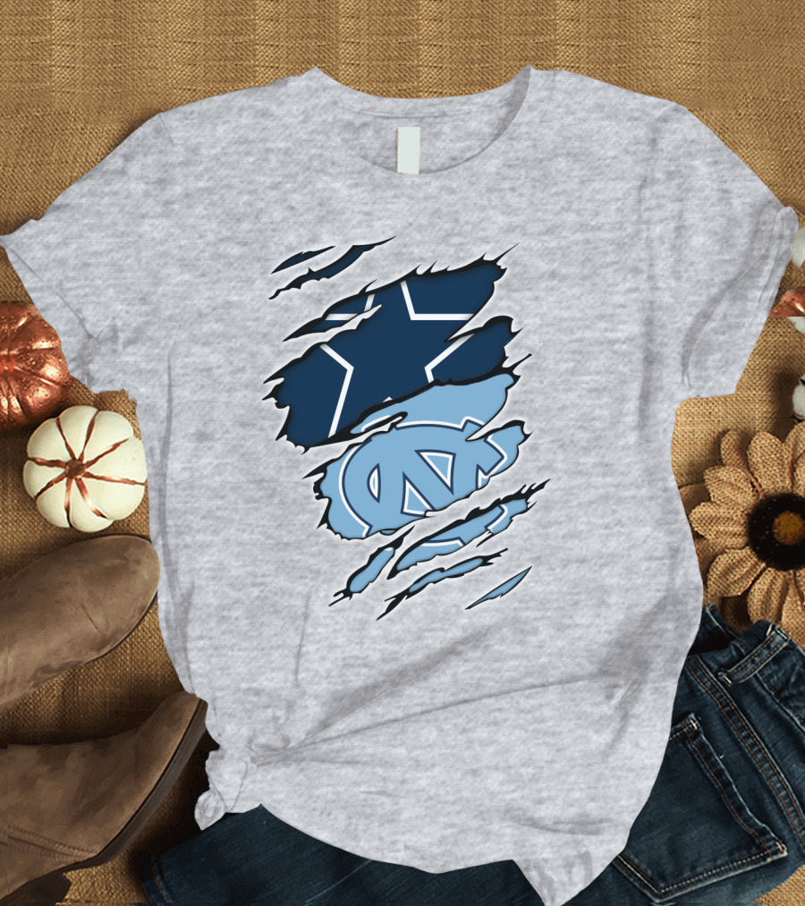Cowboys Star Tar Heels Logo Dallas Carolina Fans T-Shirt