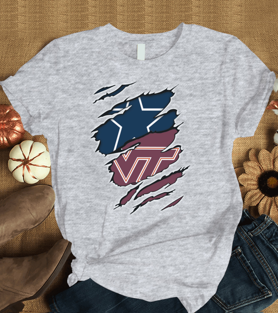 Cowboys Star Virginia Tech Hokies Claw Marks T-Shirt