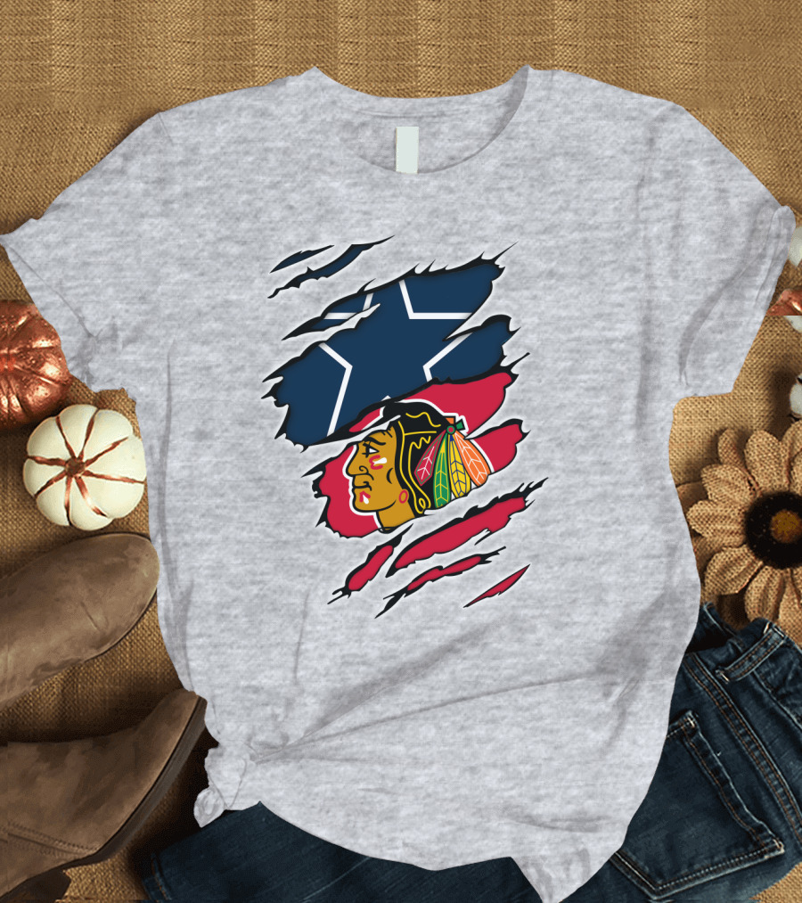 Cowboys Blackhawks Star Ripped T-Shirt