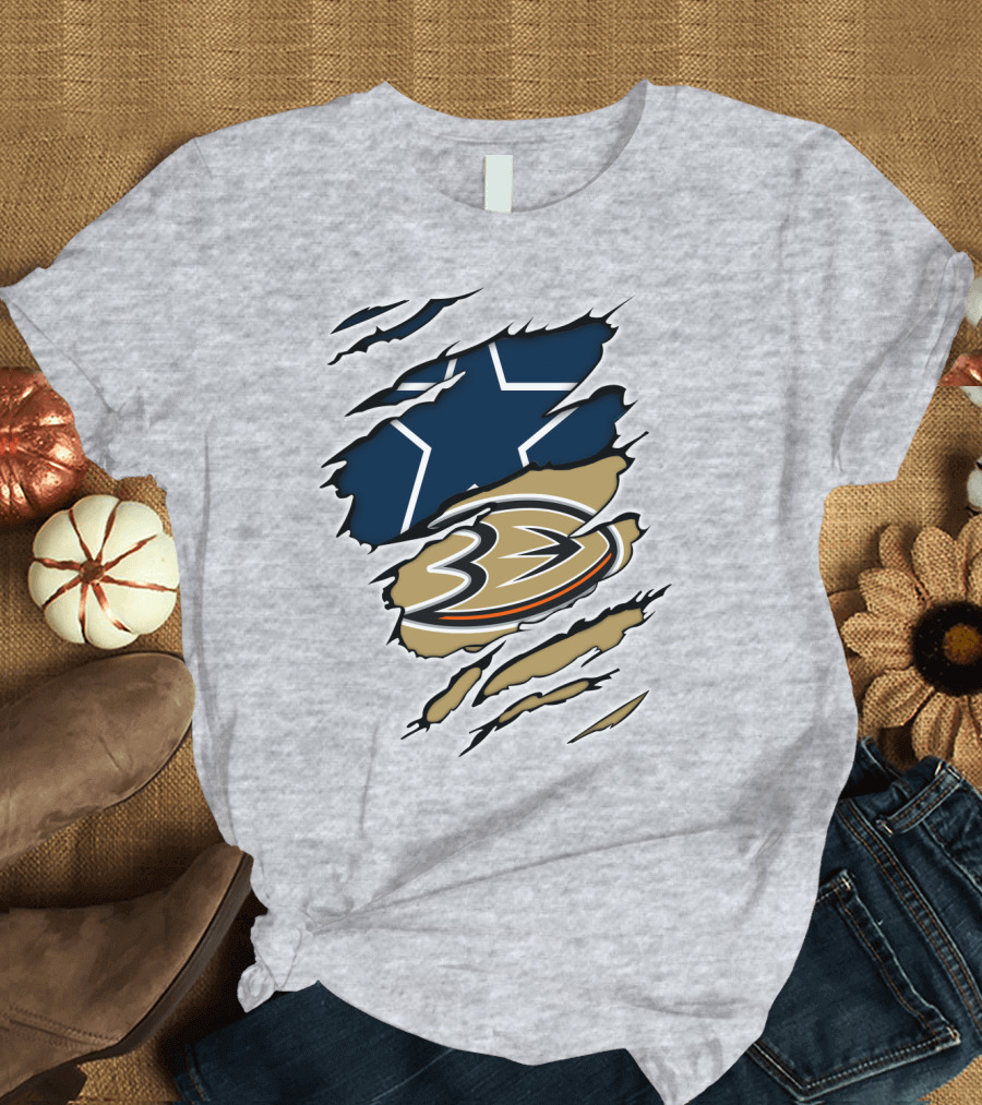 Cowboys Anaheim Ducks Logo Mashup T-Shirt