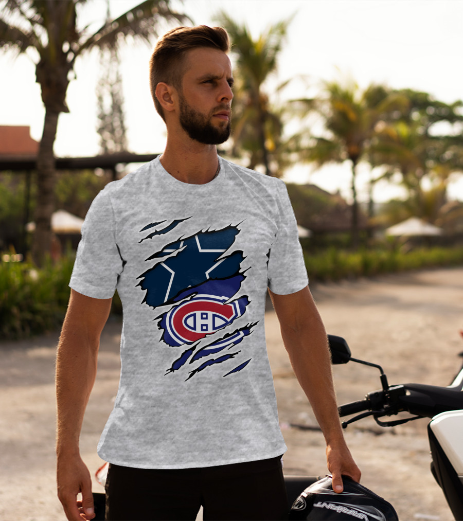 Cowboys Canadiens Logos Ripped T-Shirt