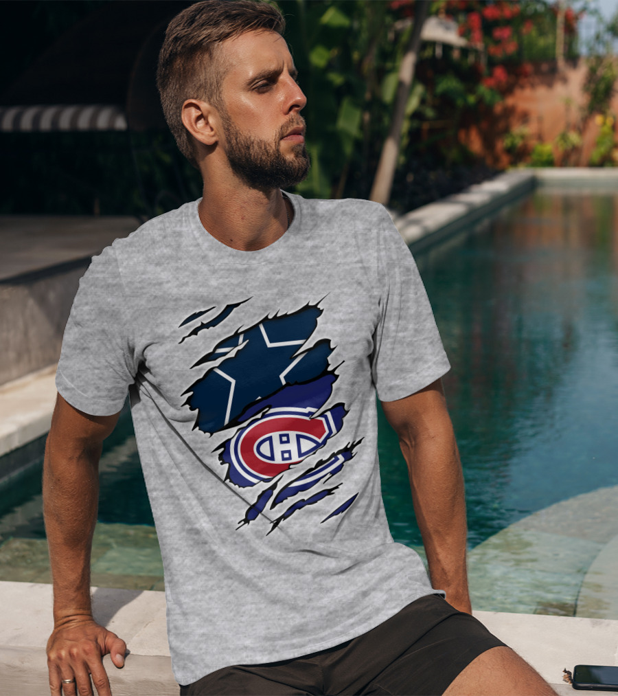Cowboys Canadiens Logos Ripped T-Shirt