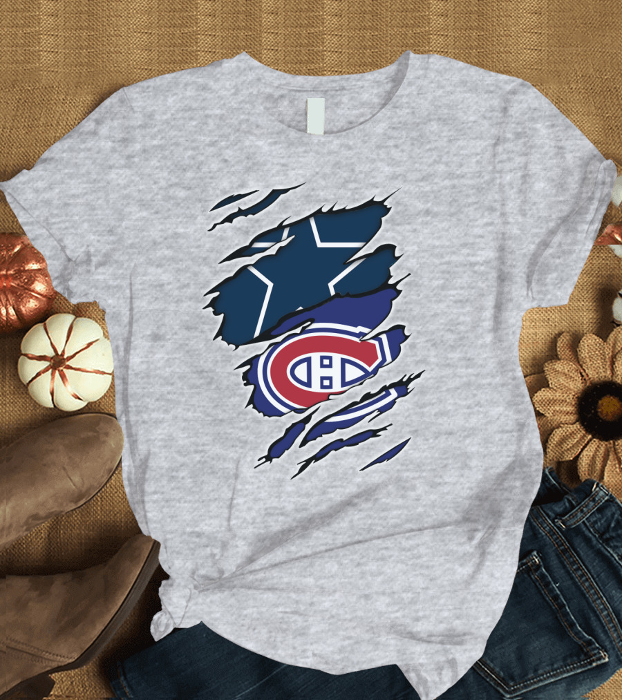 Cowboys Canadiens Logos Ripped T-Shirt