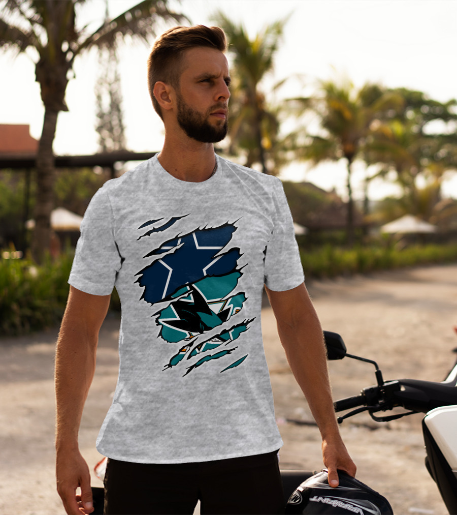 Dallas Cowboys San Jose Sharks Fan Crossover T-Shirt