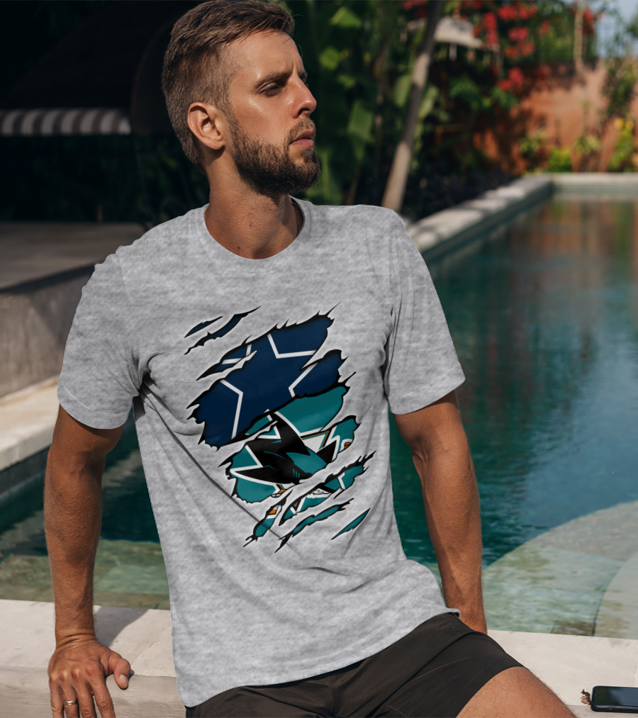 Dallas Cowboys San Jose Sharks Fan Crossover T-Shirt