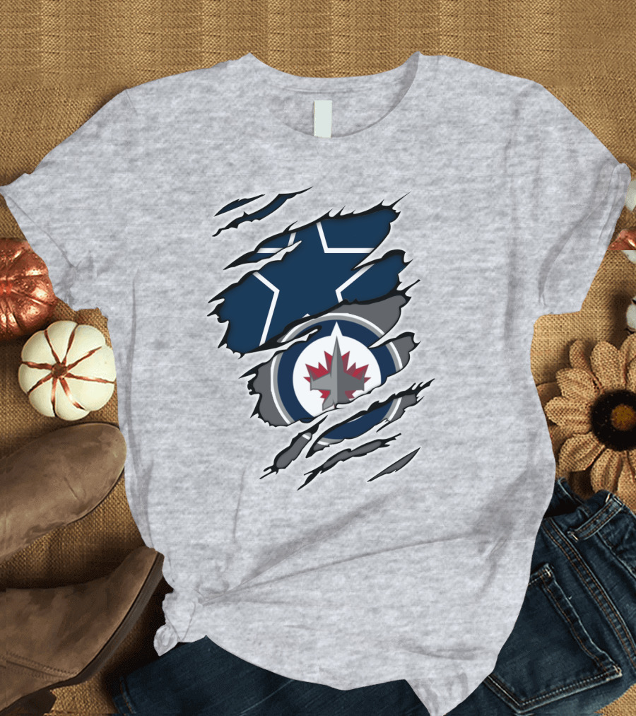 Cowboys Jets Logos Rip T-Shirt