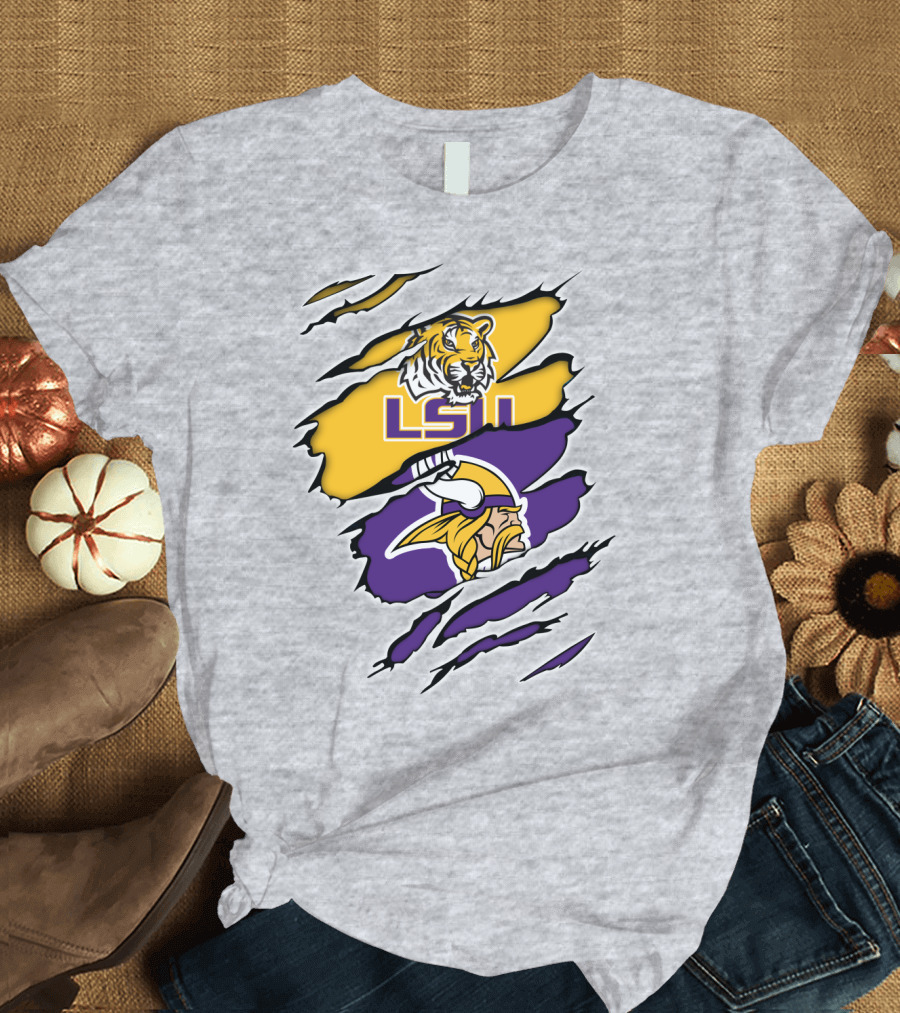 LSU Tigers Vikings Ripped T-Shirt