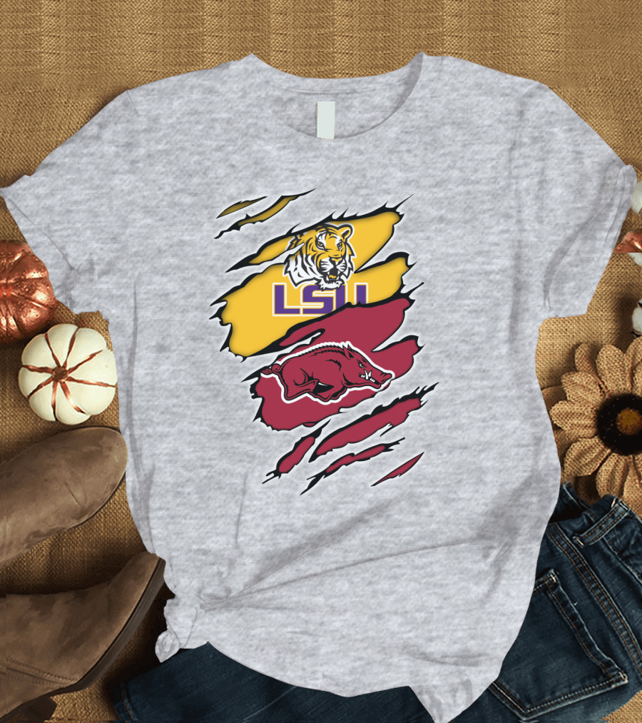 LSU Tigers Arkansas Razorbacks Rivalry Claw Marks T-Shirt