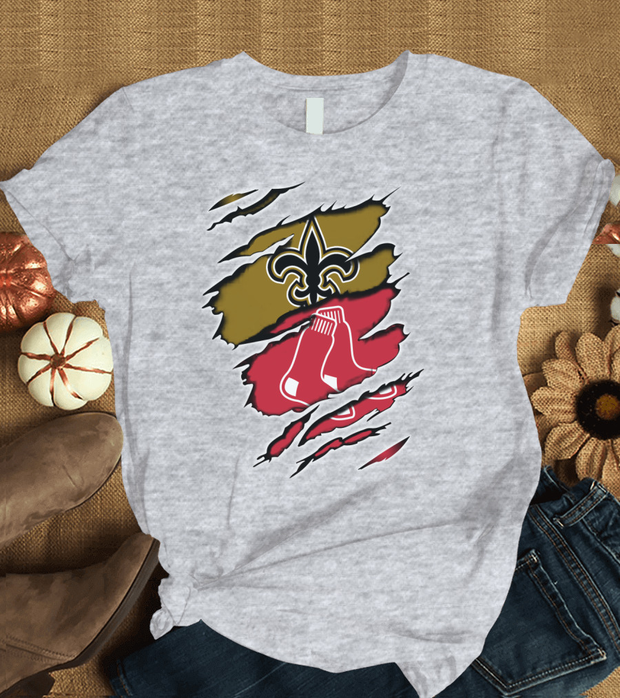 Saints Redsox Fleur-de-Lis and Red Socks Inspired T-Shirt