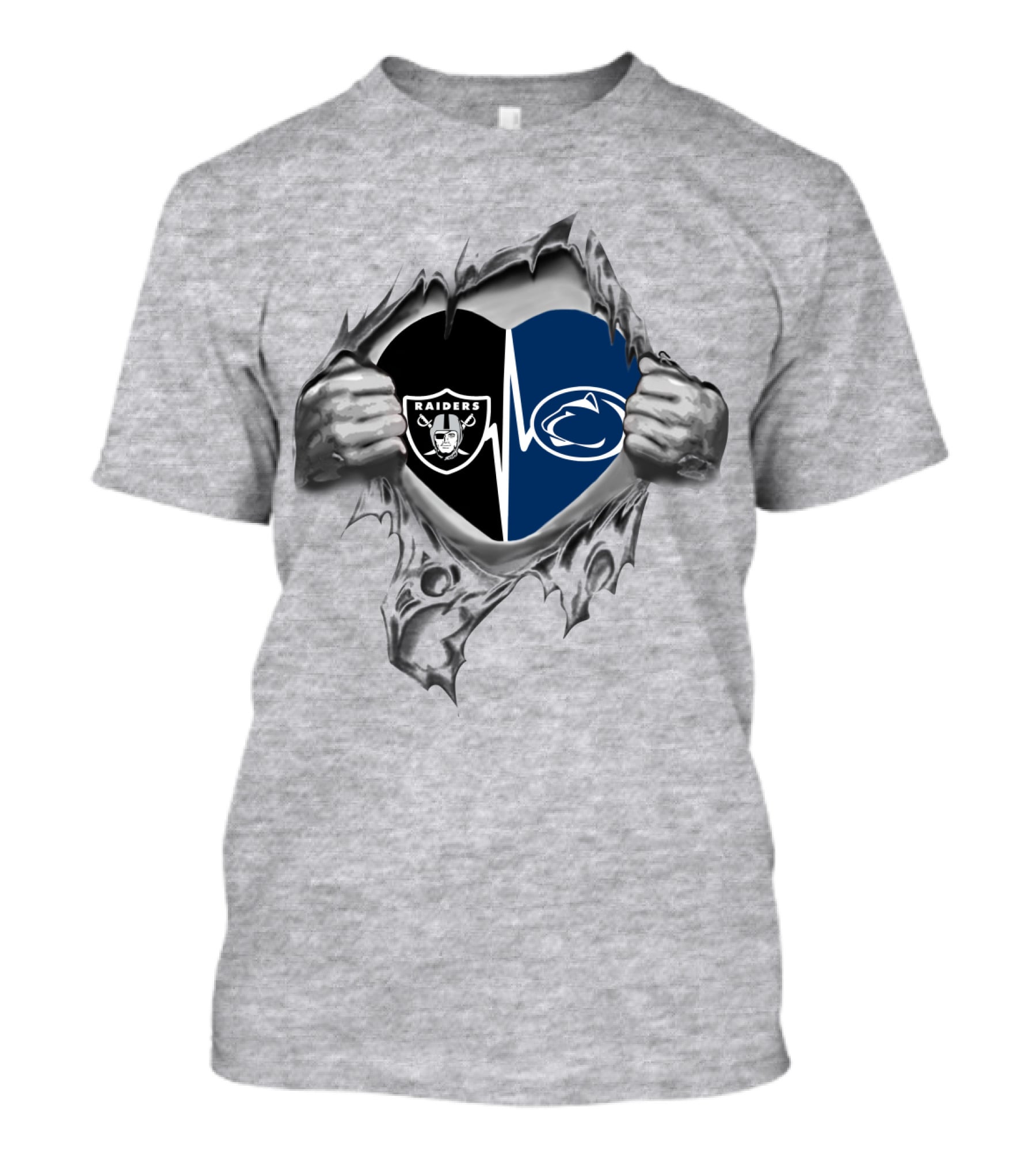 Raiders Penn State Heartbeat Duel Symbol Fusion T-Shirt