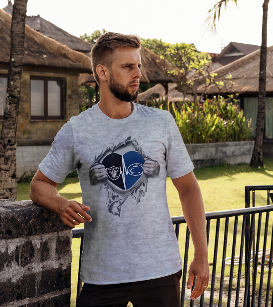 Raiders Penn State Heartbeat Duel Symbol Fusion T-Shirt