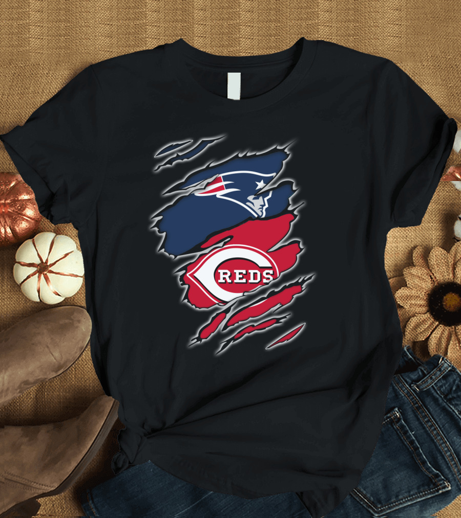 Patriots and Cincinnati Reds Fan Collaboration T-Shirt