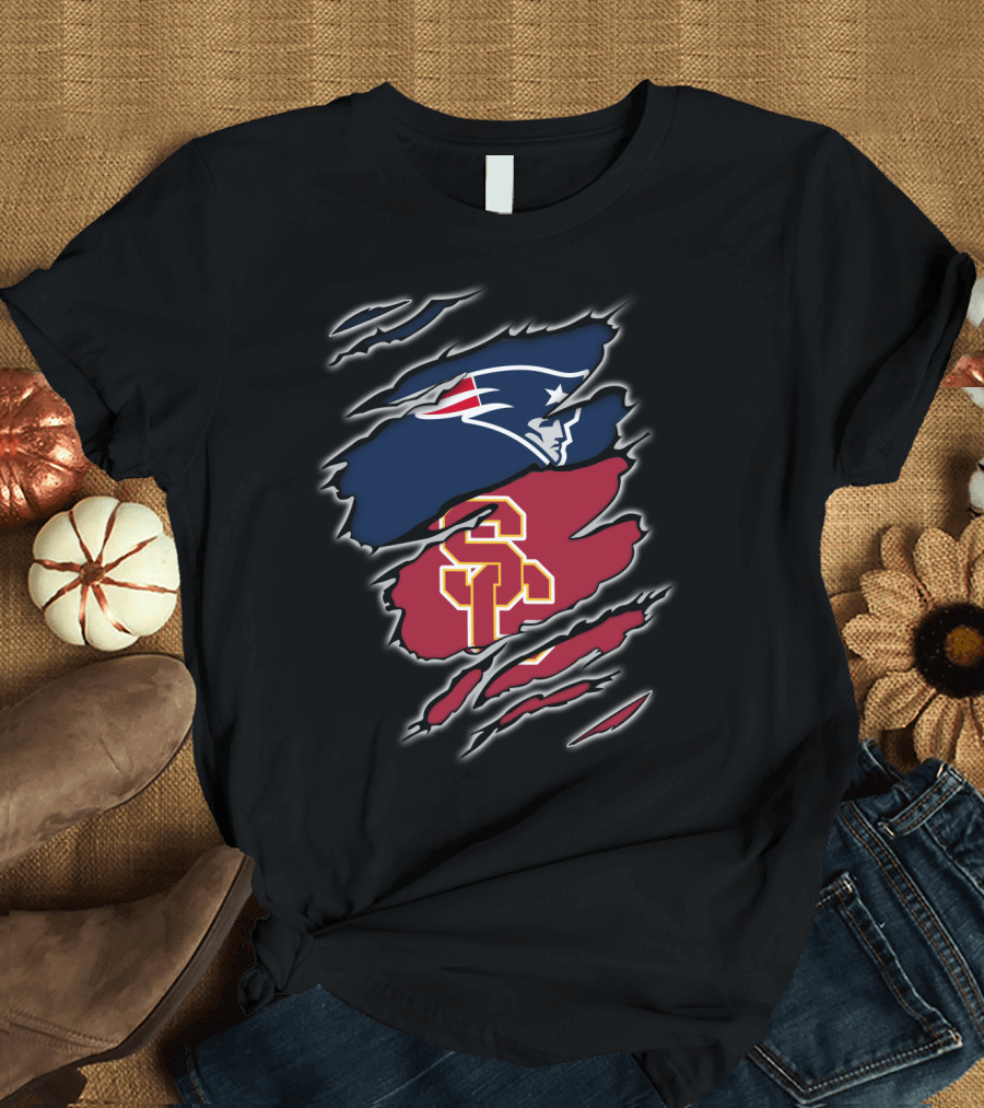 New England Patriots USC Trojans Claw Marks Fusion T-Shirt