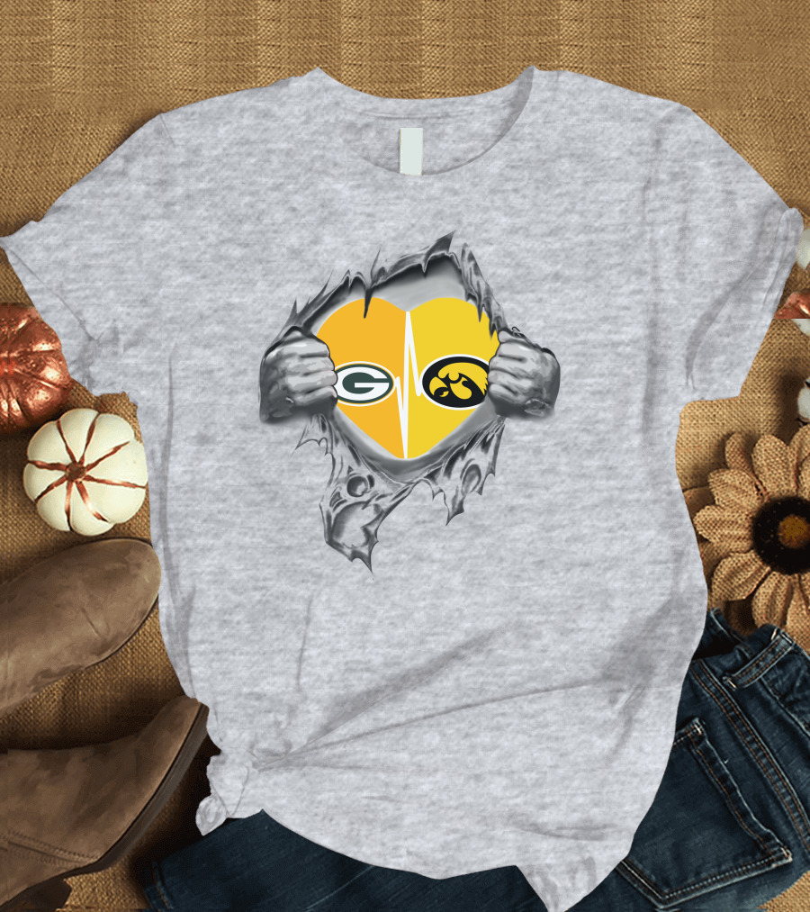 Heart of Hawkeyes Packers Fan with Iconic Football T-Shirt