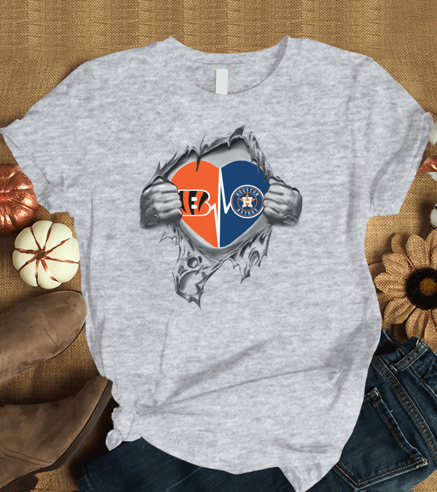 Houston Astros Bengals Heartbeat Passion T-Shirt