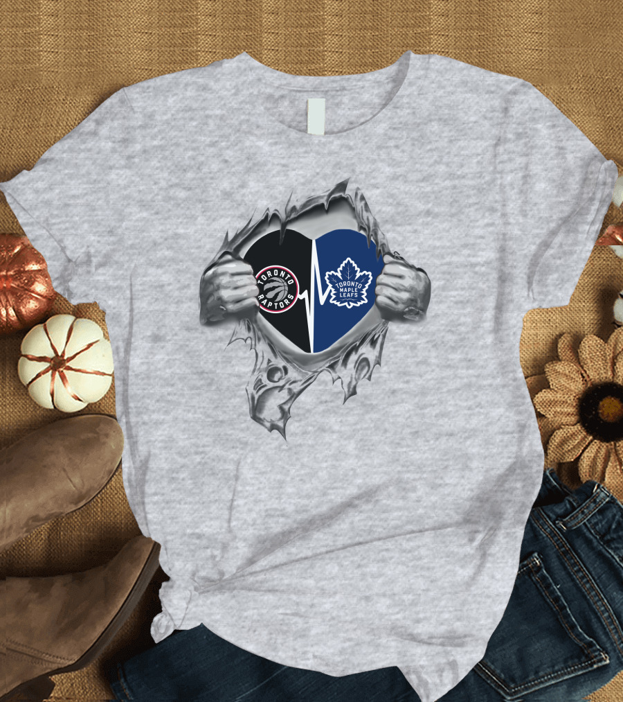 Toronto Raptors Maple Leafs Heart Torn T-Shirt