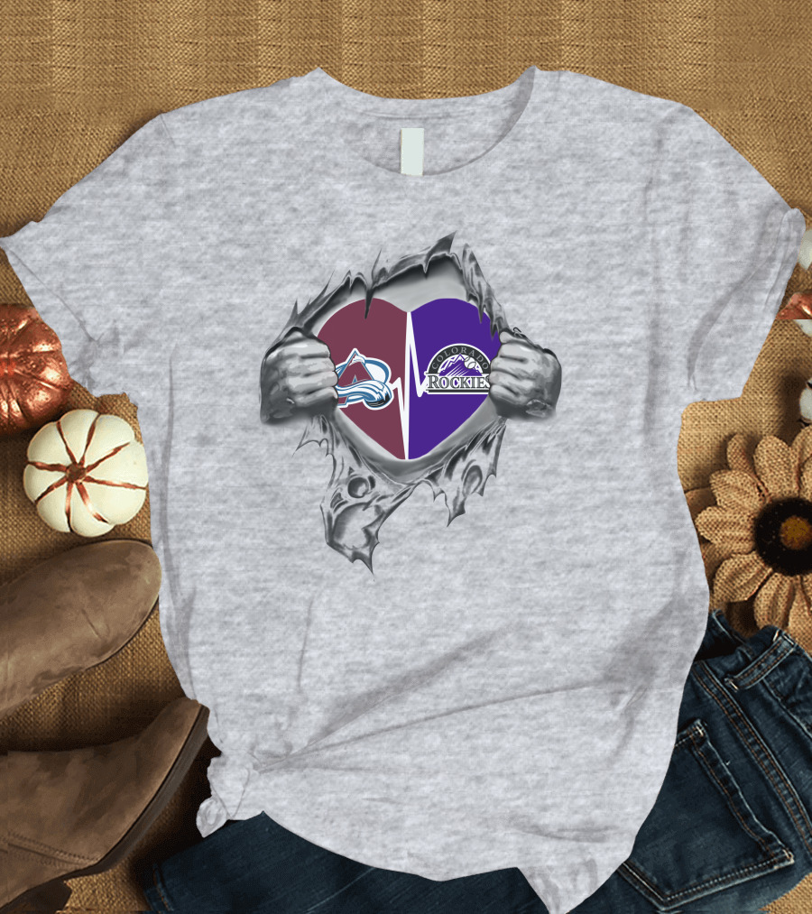 Colorado Rockies Avalanche Heartbeat Passion T-Shirt