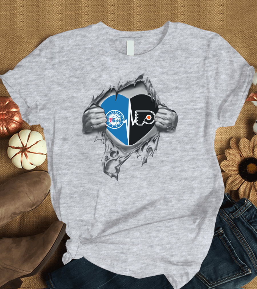 Philadelphia 76ers Flyers Heartbeat Passion T-Shirt