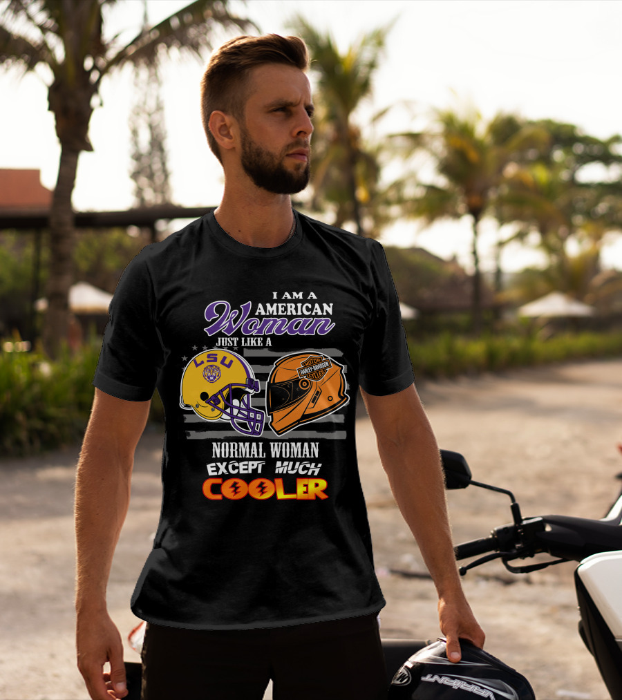 Lsu Tigers American Woman Harley Davidson Cooler Helmet T-Shirt