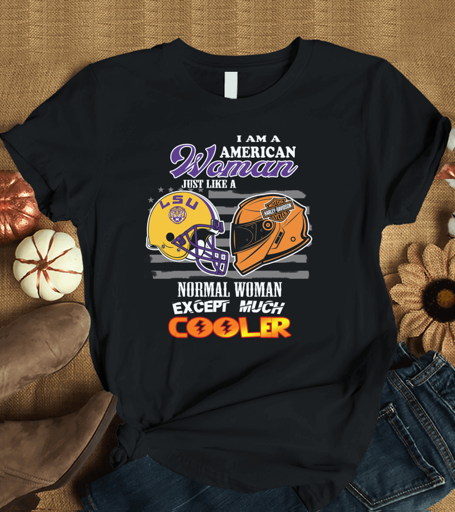 Lsu Tigers American Woman Harley Davidson Cooler Helmet T-Shirt