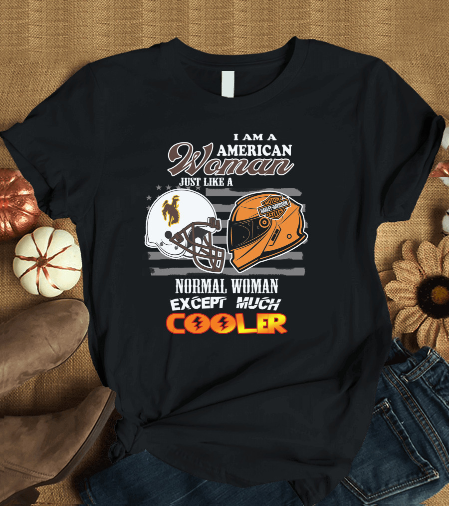 Wyoming Cowboys Harley Davidson Woman American Much Cooler T-Shirt