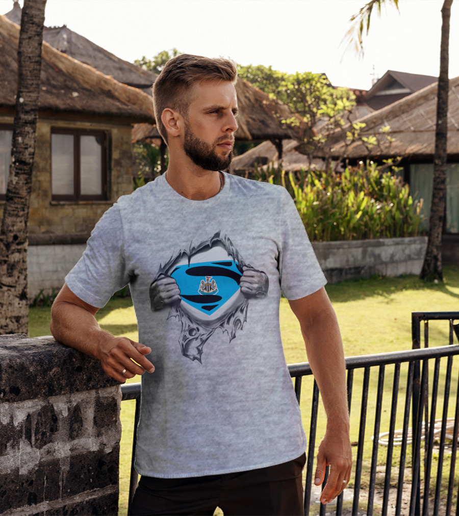 Newcastle United Superman Crest Logo Burst T-Shirt
